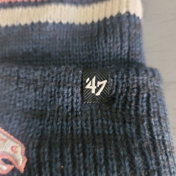 47 Brand Beanie Denver Broncos NFL Navy Pink Marled Stripe Cuff Knit Hat Cap - Picture 3 of 6